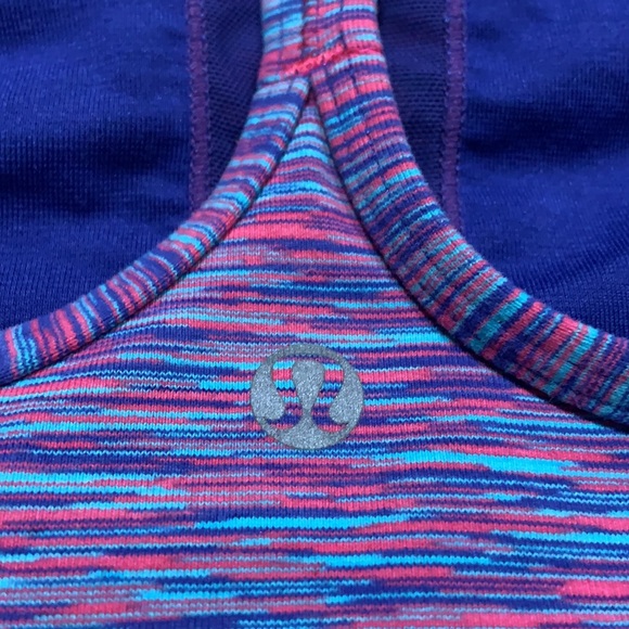 Lululemon power y tank top in blue, pink, purple space stripes - Picture 5 of 6